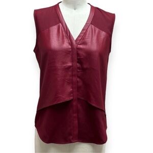 Trouve Red Hidden Button Placket Blouse Size S